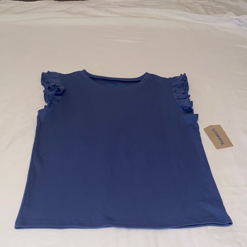 Ruffle Sleeve Blue Top
